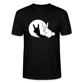 Bunny Horn Gesture Shadow - Stanley/Stella Unisex Bio-T-Shirt CRAFTER - Schwarz - Vorne - Alina (178cm) & Michal (187cm)