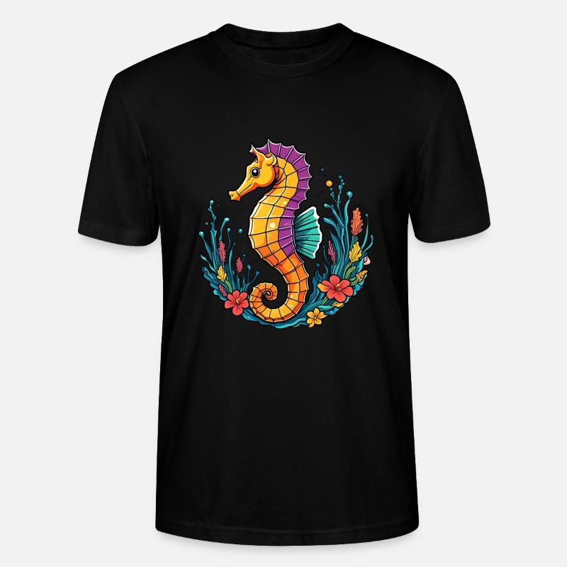 Hübsches dekoratives Seepferdchen - Stanley/Stella Unisex Bio-T-Shirt CRAFTER - Schwarz