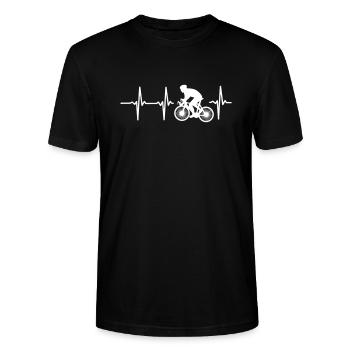 MEIN HERZ SCHLÄGT FÜR RADSPORT! - Stanley/Stella Unisex Bio-T-Shirt CRAFTER - Schwarz - Vorne - Alina (178cm) & Michal (187cm)