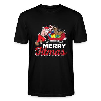Merry Fitmas Kerst Kerst Santa Slee Fitness - Stanley/Stella Uniseks bio-T-shirt CRAFTER - zwart - Voor - Alina (178cm) & Michal (187cm)
