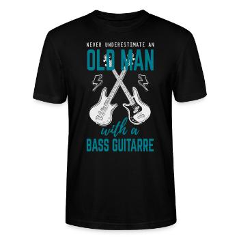 Vieil homme bassiste - T-shirt bio CRAFTER Stanley Stella Unisexe - noir - Devant - Alina (178cm) & Michal (187cm)