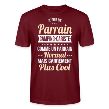 Parrain camping-cariste plus cool - T-shirt bio CRAFTER Stanley Stella Unisexe - bordeaux - Devant - Alina (178cm) & Michal (187cm)