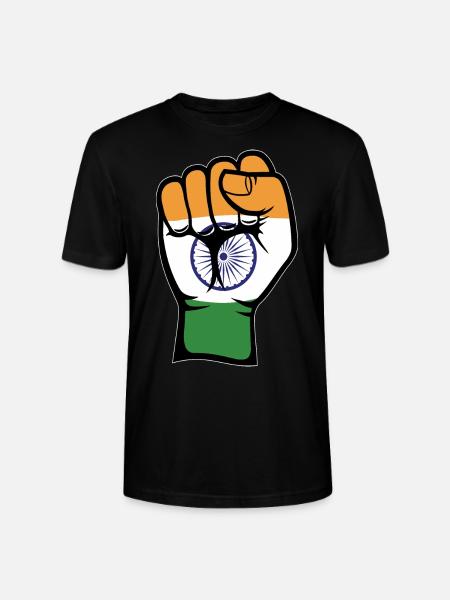India Flag Fist Hand Symbol - Stanley/Stella CRAFTER Unisex Organic T-Shirt - black