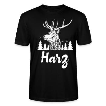 Harz - Stanley/Stella Unisex Bio-T-Shirt CRAFTER - Schwarz - Vorne - Alina (178cm) & Michal (187cm)