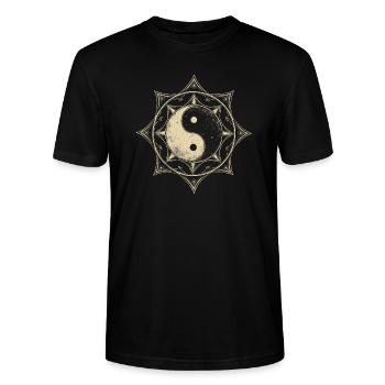 Heilige Geometrie Ying und Yang - Stanley/Stella Unisex Bio-T-Shirt CRAFTER - Schwarz - Vorne - Alina (178cm) & Michal (187cm)