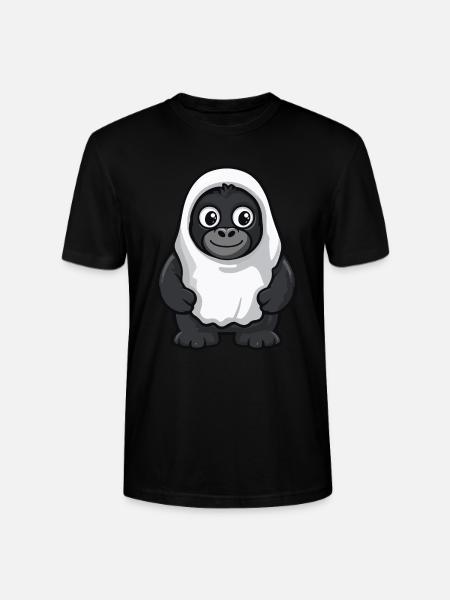 Gorilla Halloween Funny Ghost - Stanley/Stella CRAFTER Unisex Organic T-Shirt - black