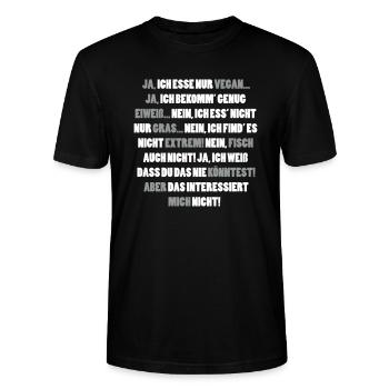 Ja, ich esse nur Vegan - Veganer Sprüche - Stanley/Stella Unisex Bio-T-Shirt CRAFTER - Schwarz - Vorne - Alina (178cm) & Michal (187cm)