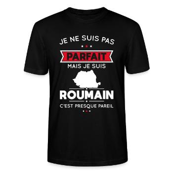 Je ne suis pas parfait mais je suis Roumain - T-shirt bio CRAFTER Stanley Stella Unisexe - noir - Devant - Alina (178cm) & Michal (187cm)