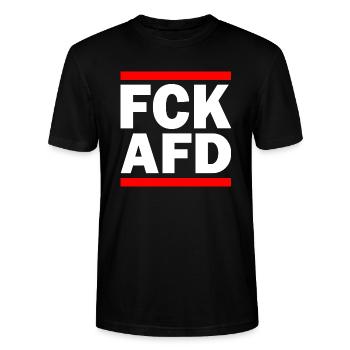 Fck afd - Stanley/Stella Unisex Bio-T-Shirt CRAFTER - Schwarz - Vorne - Alina (178cm) & Michal (187cm)