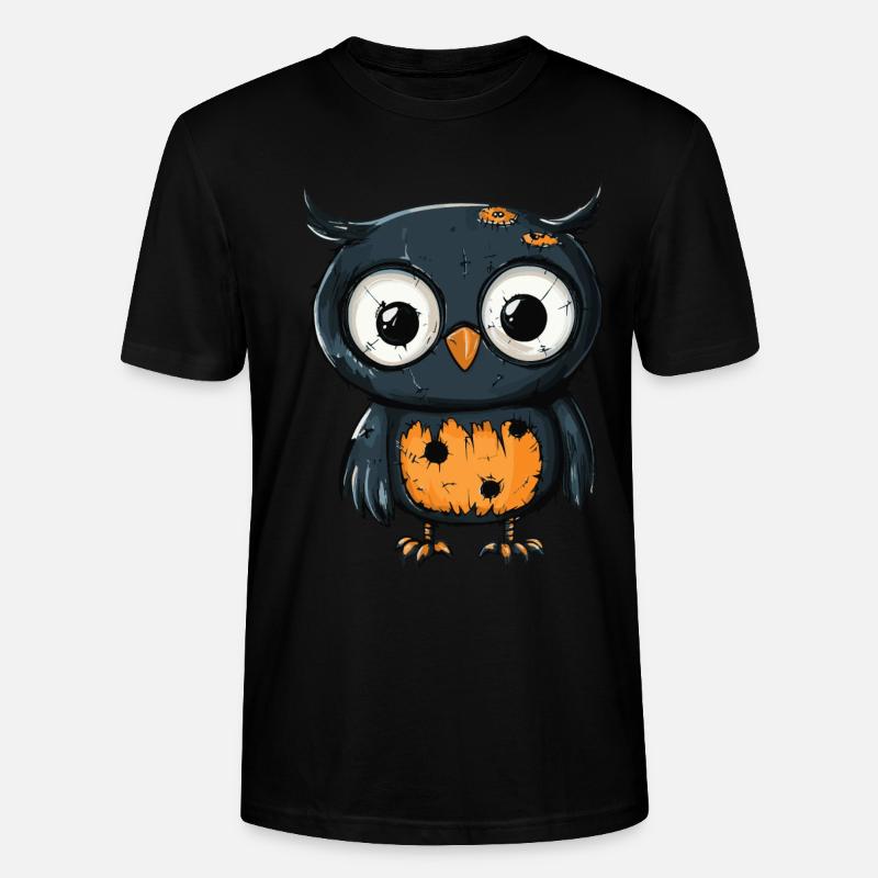 Eule Halloween Zombie - Stanley/Stella Unisex Bio-T-Shirt CRAFTER - Schwarz