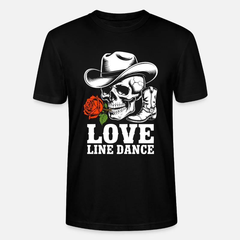 Totenkopf Line-Dance Rose - Stanley/Stella Unisex Bio-T-Shirt CRAFTER - Schwarz