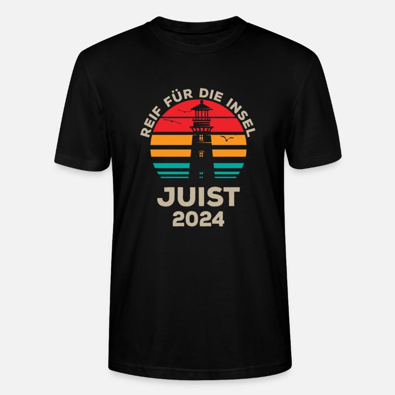 Juist 2024 - Conception du phare de l’île de loisirs à l’état pur - T-shirt bio CRAFTER Stanley Stella Unisexe - noir