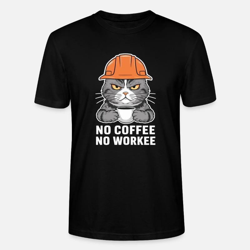 Ingen kaffe intet arbejde kat design - Stanley Stella CRAFTER unisex økologisk-T-shirt - sort