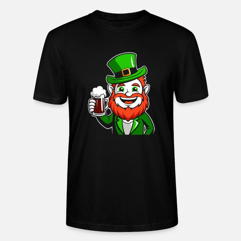 Leprechaun & Beer - Saint-Patrick - Irlande - T-shirt bio CRAFTER Stanley Stella Unisexe - noir