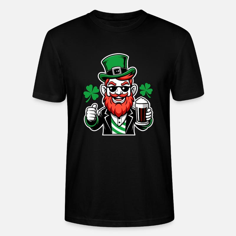 Leprechaun & Beer - Saint-Patrick - Irlande - T-shirt bio CRAFTER Stanley Stella Unisexe - noir