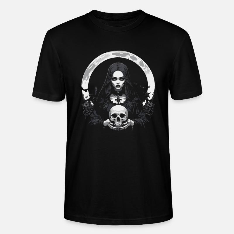 Gothic-Mädchen mit Totenkopf-Design - Stanley/Stella Unisex Bio-T-Shirt CRAFTER - Schwarz