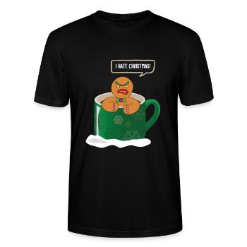 Anti Weihnachten  hassen Hasser Geschenk Fun - Stanley/Stella Unisex Bio-T-Shirt CRAFTER - Schwarz - Vorne - Alina (178cm) & Michal (187cm)