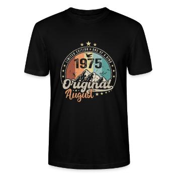 August 1975 Geburtstagsgeschenk August 1975 Jahrgang - Stanley/Stella Unisex Bio-T-Shirt CRAFTER - Schwarz - Vorne - Alina (178cm) & Michal (187cm)