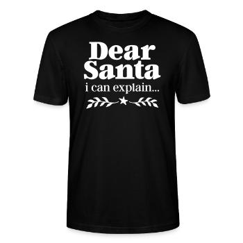 Dear Santa - I Can Explain - Stanley/Stella Unisex Bio-T-Shirt CRAFTER - Schwarz - Vorne - Alina (178cm) & Michal (187cm)