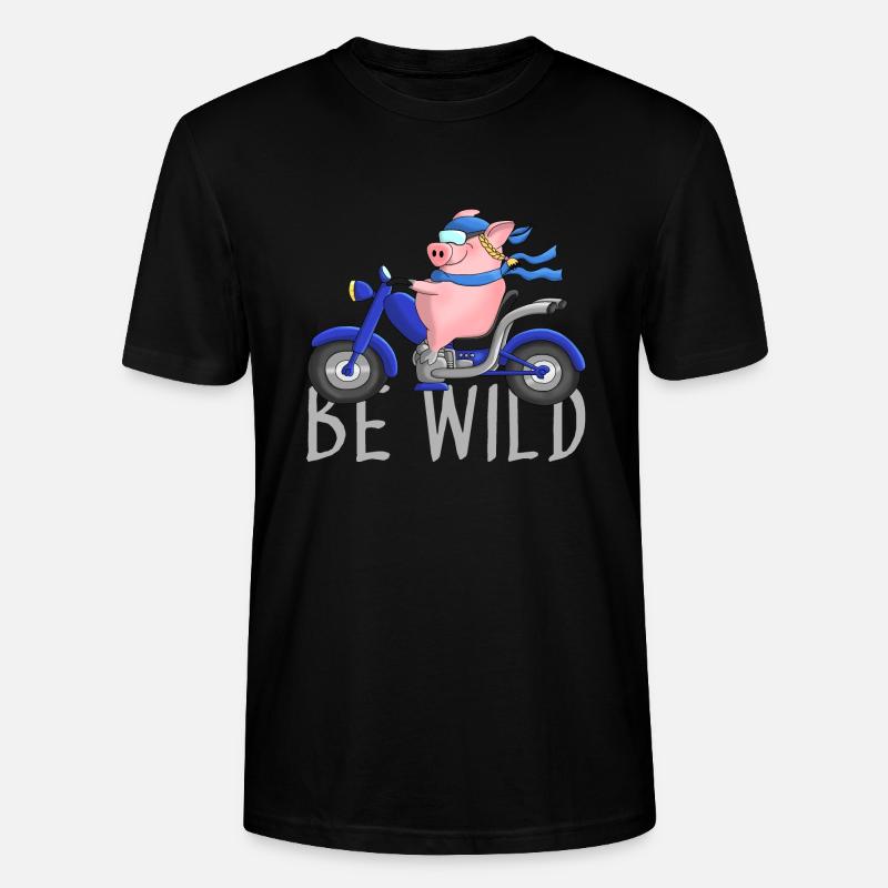 Witziges Schwein auf Chopper Comic - Stanley/Stella Unisex Bio-T-Shirt CRAFTER - Schwarz