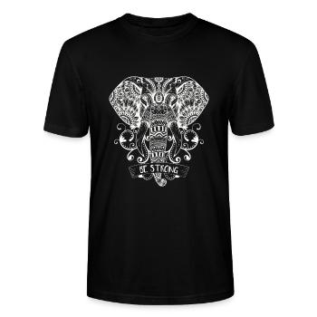 Mandala Elefant - Stanley/Stella Unisex Bio-T-Shirt CRAFTER - Schwarz - Vorne - Alina (178cm) & Michal (187cm)