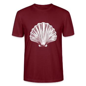 Chemin - Pétoncle - Pèlerinage - Santiago - T-shirt bio CRAFTER Stanley Stella Unisexe - bordeaux - Devant - Alina (178cm) & Michal (187cm)