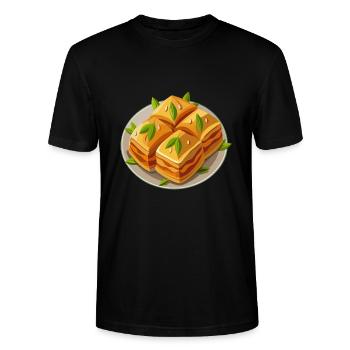 Baklava - türkische Süßspeise - Geschenk - Stanley/Stella Unisex Bio-T-Shirt CRAFTER - Schwarz - Vorne - Alina (178cm) & Michal (187cm)