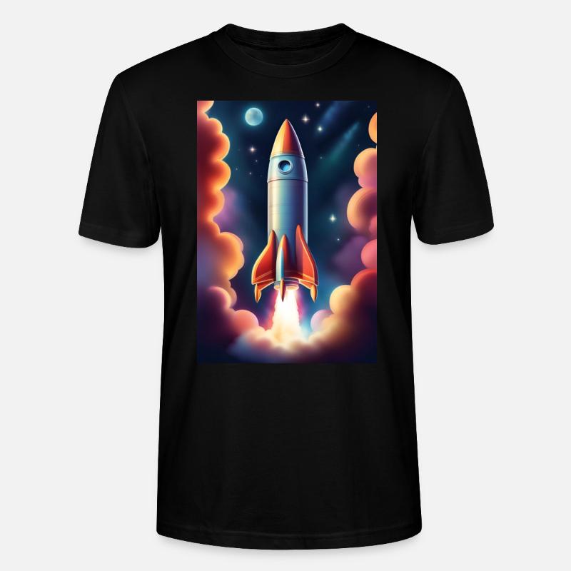Fusée volant dans l’espace - T-shirt bio CRAFTER Stanley Stella Unisexe - noir