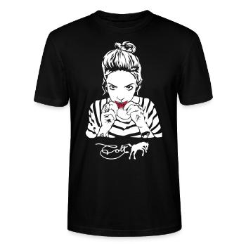 Colt Tattoo Lips - Stanley/Stella Unisex Bio-T-Shirt CRAFTER - Schwarz - Vorne - Alina (178cm) & Michal (187cm)