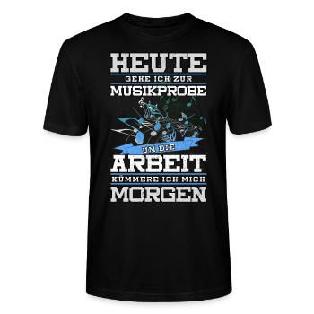 Blaskapelle Blasmusik Noten Shirt Geschenk - Stanley/Stella Unisex Bio-T-Shirt CRAFTER - Schwarz - Vorne - Alina (178cm) & Michal (187cm)