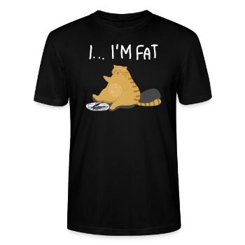 Lustig Katze Ich Bin Dick - Stanley/Stella Unisex Bio-T-Shirt CRAFTER - Schwarz - Vorne - Alina (178cm) & Michal (187cm)