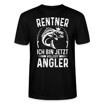 Rentner Jetzt Vollzeit Angler Lustiges Angel Rente - Stanley/Stella Unisex Bio-T-Shirt CRAFTER - Schwarz - Vorne - Alina (178cm) & Michal (187cm)