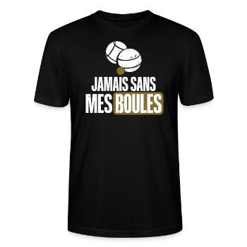 Jamais sans mes boules pétanque beauf humour - T-shirt bio CRAFTER Stanley Stella Unisexe - noir - Devant - Alina (178cm) & Michal (187cm)