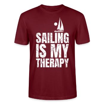 Sailing Is My Therapy Segeln - Stanley/Stella CRAFTER Unisex Organic T-Shirt - burgundy - Front - Alina (178cm) & Michal (187cm)