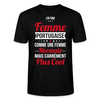 J'ai une femme Portugaise plus cool - T-shirt bio CRAFTER Stanley Stella Unisexe - noir - Devant - Alina (178cm) & Michal (187cm)