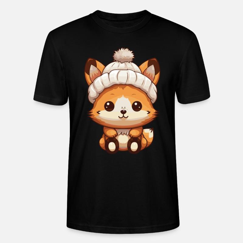 Fox Winter Comic - Stanley/Stella CRAFTER Unisex Organic T-Shirt - black