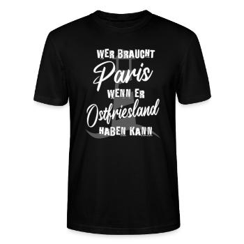 Ostfriesland Slogan, für Ostfriesen und Fans - Stanley/Stella Unisex Bio-T-Shirt CRAFTER - Schwarz - Vorne - Alina (178cm) & Michal (187cm)