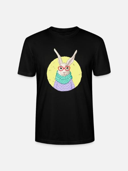 Hase mit Schal - Stanley/Stella Unisex Bio-T-Shirt CRAFTER - Schwarz
