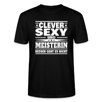 Clever Meisterin - Stanley/Stella Unisex Bio-T-Shirt CRAFTER - Schwarz - Vorne - Alina (178cm) & Michal (187cm)