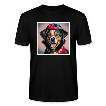 Chien déguisé en clown - T-shirt bio CRAFTER Stanley Stella Unisexe - noir - Devant - Alina (178cm) & Michal (187cm)
