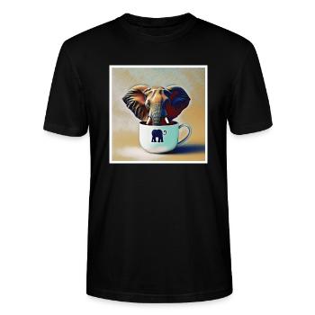 Éléphant buvant un café - T-shirt bio CRAFTER Stanley Stella Unisexe - noir - Devant - Alina (178cm) & Michal (187cm)