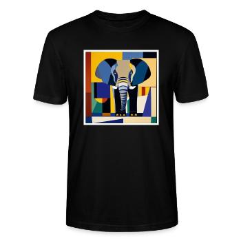 Elephant on a T-shirt as art - Stanley/Stella CRAFTER Unisex Organic T-Shirt - black - Front - Alina (178cm) & Michal (187cm)