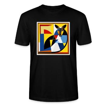 Kangaroo as art on the T-shirt - Stanley/Stella CRAFTER Unisex Organic T-Shirt - black - Front - Alina (178cm) & Michal (187cm)