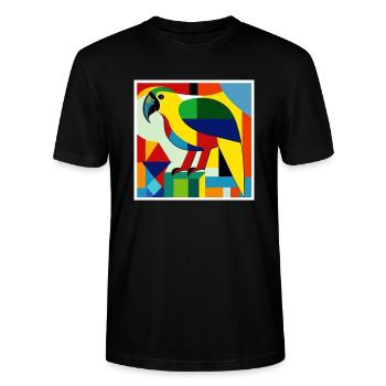 Parrot as art on the T-shirt - Stanley/Stella CRAFTER Unisex Organic T-Shirt - black - Front - Alina (178cm) & Michal (187cm)