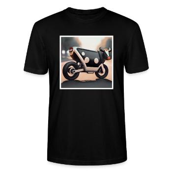 Cow as art on the T-shirt - Stanley/Stella CRAFTER Unisex Organic T-Shirt - black - Front - Alina (178cm) & Michal (187cm)