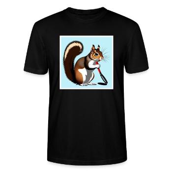 Squirrel with a tennis racket - Stanley/Stella CRAFTER Unisex Organic T-Shirt - black - Front - Alina (178cm) & Michal (187cm)