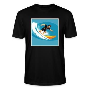 Homme surfant sur la mer - T-shirt bio CRAFTER Stanley Stella Unisexe - noir - Devant - Alina (178cm) & Michal (187cm)