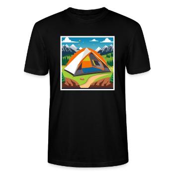 Camping with a tent in the great outdoors - Stanley/Stella CRAFTER Unisex Organic T-Shirt - black - Front - Alina (178cm) & Michal (187cm)