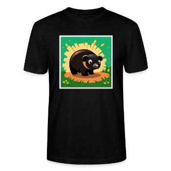 Maulwurf steht auf einem Erdhügel - Stanley/Stella Unisex Bio-T-Shirt CRAFTER - Schwarz - Vorne - Alina (178cm) & Michal (187cm)