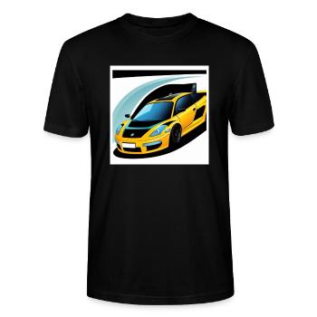 Sportwagen in gelb - Stanley/Stella Unisex Bio-T-Shirt CRAFTER - Schwarz - Vorne - Alina (178cm) & Michal (187cm)
